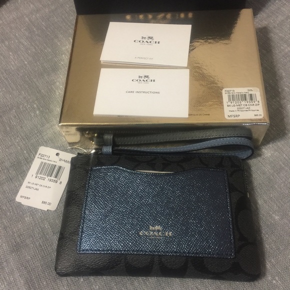 Coach Handbags - Coach F22713 Metallic Blue Wristlet NWTIB